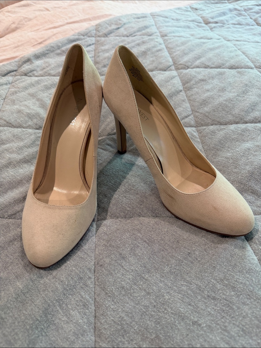 Nine West Beige Suede Pointed Toe Heels